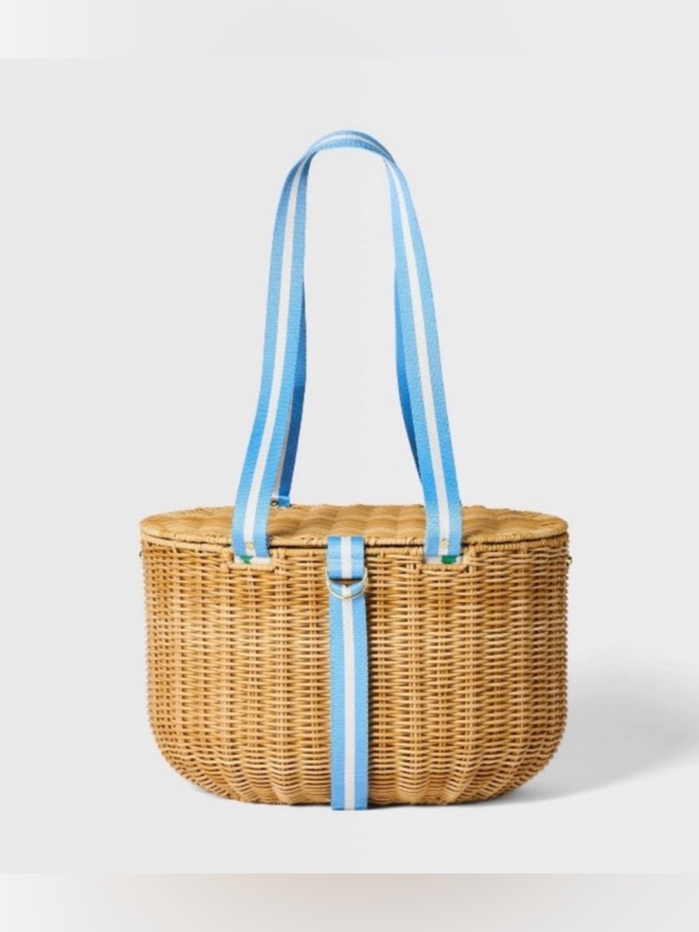 Roller Rabbit x Target woven picnic basket. Blue. Tan. New with tags.